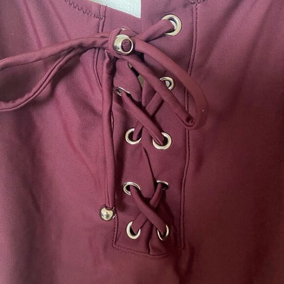 Mossimo Maroon One Piece Swimsuit with Low Back - Size XL - Picture 2 of 8